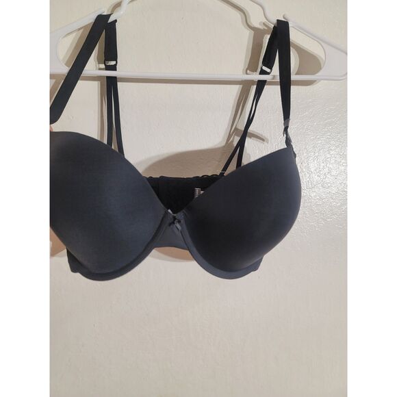 NWT Aerie 34DDD Bridget Black Lined Lace Demi Underwire Cross 3 Hook Back Bra - Picture 2 of 9